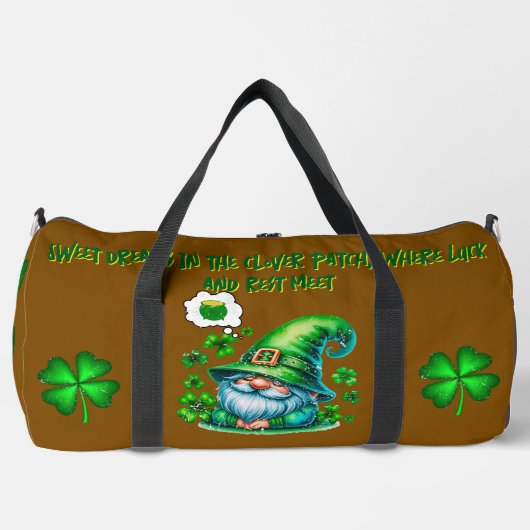 Niedliches St Patrick's Gnome Schlafen auf braun | Duffle Bag (Vorderseite)