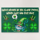 Niedliches St Patrick's Gnome Schlafen auf Jäger g Puzzle (Horizontal)