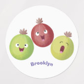 Niedliches Stachelbeertrio Cartoon personalisiert Etiketten (Design 1)