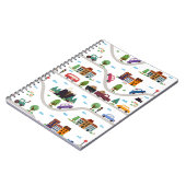 Niedliches Stadtbezirk Cartoon Muster Notizblock (Linke Seite)