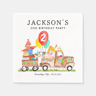 Niedliches Stall Party Tiere LKW Kids Farm Geburts Serviette