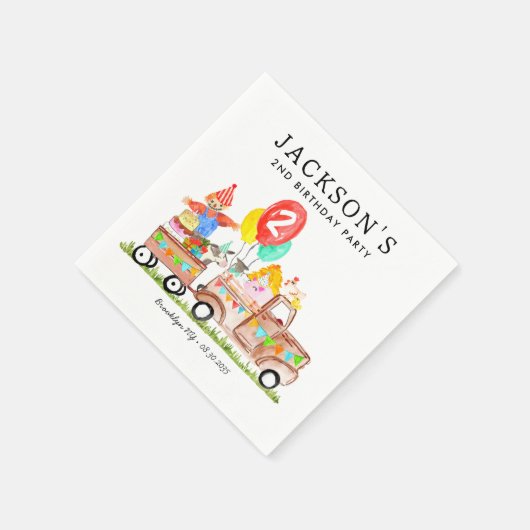 Niedliches Stall Party Tiere LKW Kids Farm Geburts Serviette (Ecke)