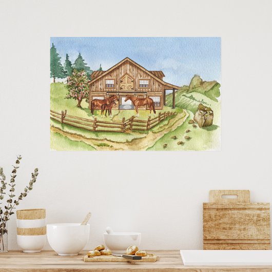 niedliches Stallland Poster (Küche)