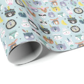 Niedliches Stammes- Gesichts-Muster Geschenkpapier (Rolleneckpunkt)