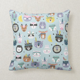 Niedliches Stammes- Gesichts-Muster Kissen