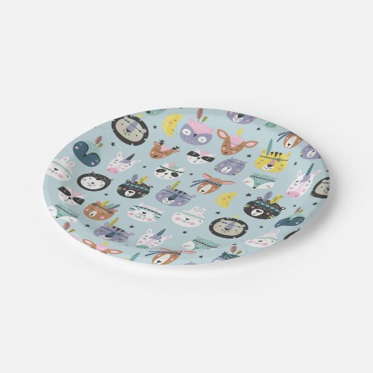 Niedliches Stammes- Gesichts-Muster Pappteller (Schrägansicht)