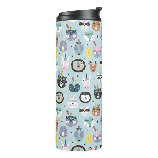 Niedliches Stammes- Gesichts-Muster Thermosbecher (Nach links gedreht)