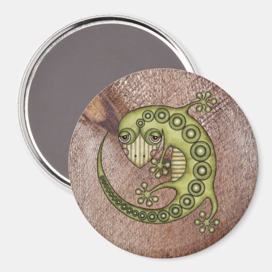Niedliches Stammes Green Gecko Magnet (Vorderseite/Rückseite)