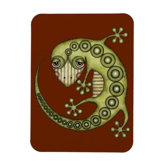 Niedliches Stammes Green Gecko Magnet (Vertikal)