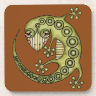 Niedliches Stammes Green Gecko Untersetzer
