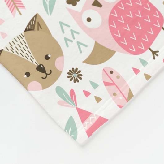 Niedliches Stammes- Tier-Baby Fleecedecke (Ecke)