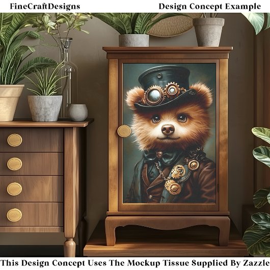 Niedliches Steamponbär-Portrait CL2 Decoupage Seidenpapier