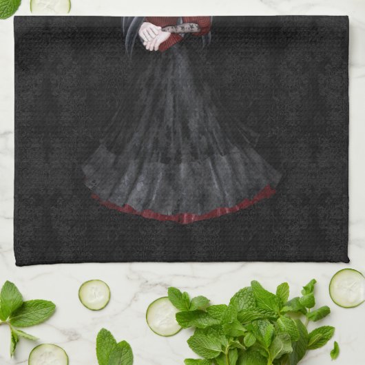 Niedliches Steampunk Goth Geschirrtuch (Gefaltet)