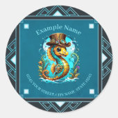 Niedliches Steampunk-Seepferd mit einem stilvollen Runder Aufkleber (Vorderseite)