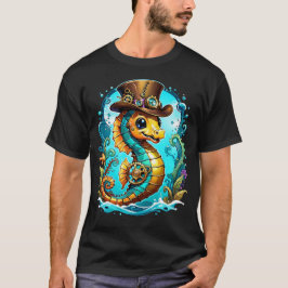 Niedliches Steampunk-Seepferd mit einem stilvollen T-Shirt