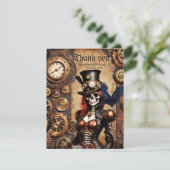 Niedliches Steampunk Skeleton Dankeskarte (Stehend Vorderseite)