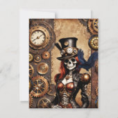 Niedliches Steampunk Skeleton Dankeskarte (Rückseite)