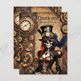 Niedliches Steampunk Skeleton Dankeskarte