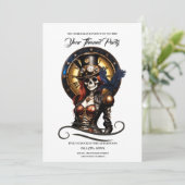 Niedliches Steampunk Skeleton Einladung (Stehend Vorderseite)