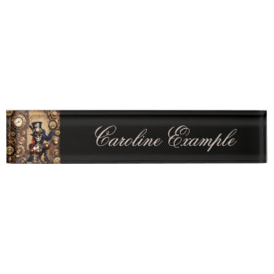 Niedliches Steampunk Skeleton Namensplakette