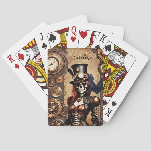 Niedliches Steampunk Skeleton Spielkarten (Rückseite)