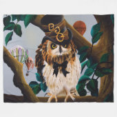 Niedliches Steampunk-Top-Hat-Owl Fleecedecke (Vorderseite (Horizontal))