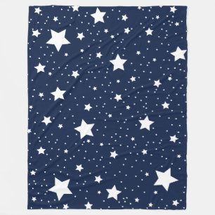 Niedliches Sternencosmos-Muster in Navy Blue und W Fleecedecke