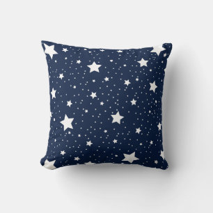 Niedliches Sternencosmos-Muster in Navy Blue und W Kissen