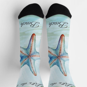Niedliches Sternenzeichen Watercolor-Himmelsskript Socken