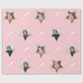 Niedliches Sternmuster Ihr eigenes Foto Weihnachte Geschenkpapier (Flach)