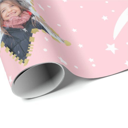 Niedliches Sternmuster Ihr eigenes Foto Weihnachte Geschenkpapier (Rolleneckpunkt)