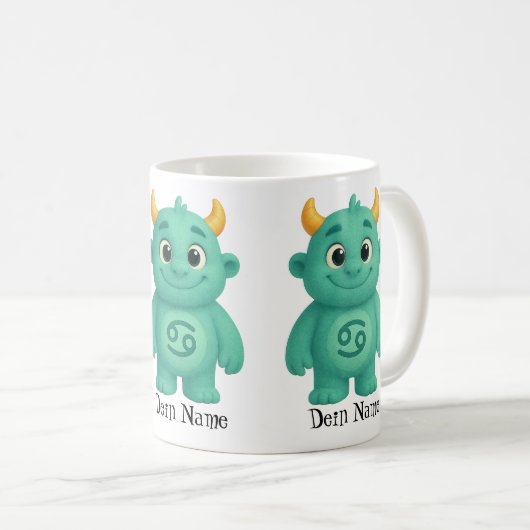 niedliches Sternzeichen Monster Krebs Kaffeetasse (VorderseiteRechts)