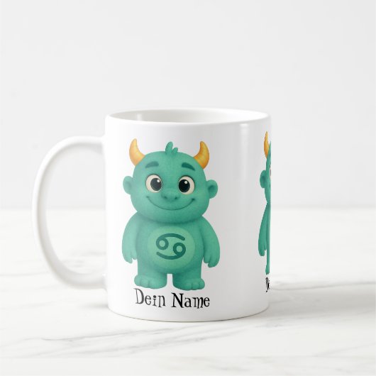 niedliches Sternzeichen Monster Krebs Kaffeetasse (Links)