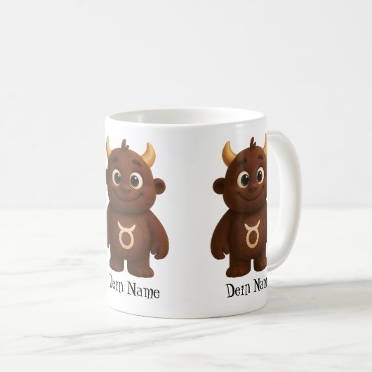 niedliches Sternzeichen Monster Stier Kaffeetasse (VorderseiteRechts)