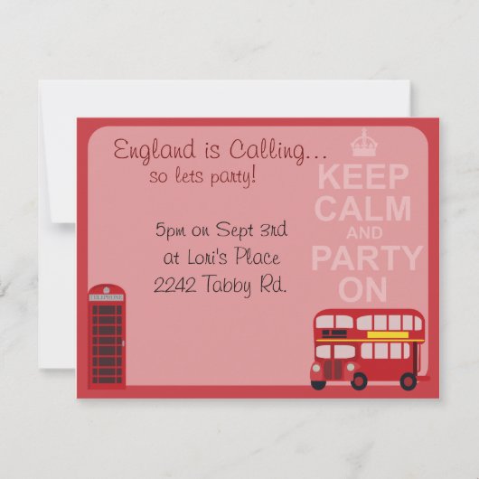 Niedliches stilvolles Londoner Party Einladung (Vorderseite)