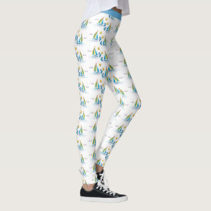 Niedliches stilvolles Nautical Sailboat Blue Sails Leggings