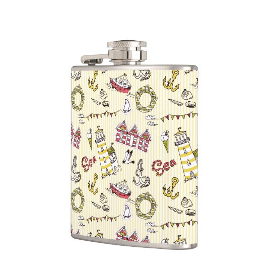 Niedliches Strandbild Flachmann (Links)