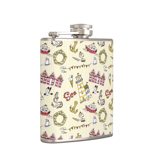 Niedliches Strandbild Flachmann (Rechts)