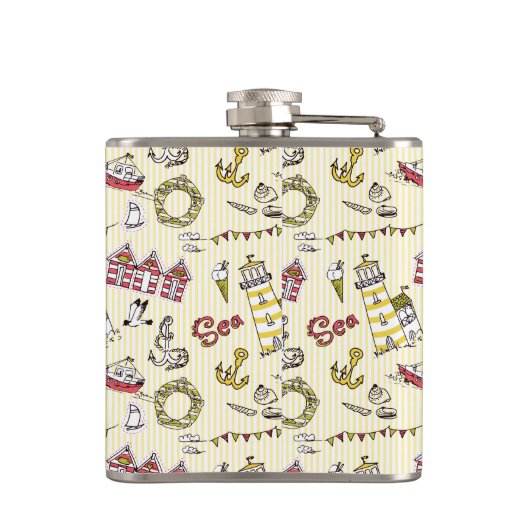 Niedliches Strandbild Flachmann (Rückseite)