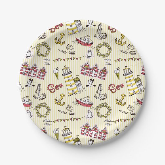 Niedliches Strandbild Pappteller (Vorderseite)