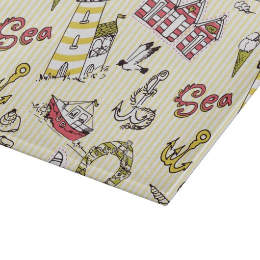 Niedliches Strandbild Schneidebrett (Ecke)