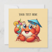 Niedliches Strandcocktail Krabben Party Einladung (Vorderseite)