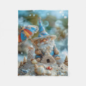 Niedliches Strandgnome mit Regenschirm Fleecedecke (Vorderseite)