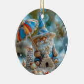 Niedliches Strandgnome mit Regenschirm Keramik Ornament (Rechts)