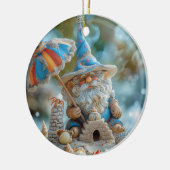 Niedliches Strandgnome mit Regenschirm Keramik Ornament (Links)