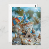 Niedliches Strandgnome mit Regenschirm Postkarte (Vorne/Hinten)