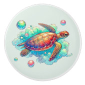 Niedliches Strandhaus Meeresschildkröte Keramikknauf (Vorderseite)