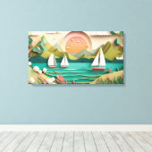 niedliches Strandhaus mit 3D-Effekt Leinwanddruck (Insitu (Holzboden))