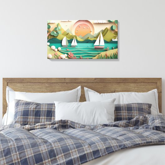 niedliches Strandhaus mit 3D-Effekt Leinwanddruck (Insitu (Schlafzimmer))