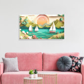 niedliches Strandhaus mit 3D-Effekt Leinwanddruck (Insitu (Wohnzimmer))